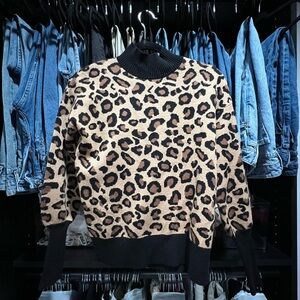 Rachel Zoe Leopard Print Knit Sweater XS